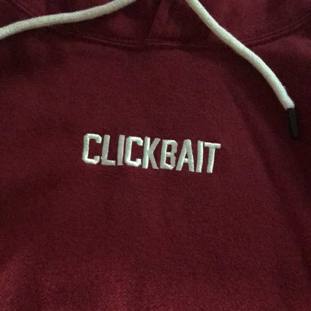 David Dobrik NWOT Limited Edition ClickBait Sweater with hoodie .Size:L